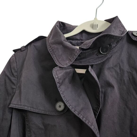 Zara‎ Basic Trench Coat Womens Large Black Classic Long Jacket Bloggers Favorite - Picture 3 of 8